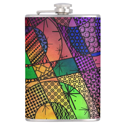 Buntes abstraktes mit Beschaffenheiten u. Mustern Flachmann (Vorderseite)