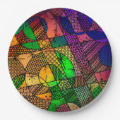 Buntes abstraktes mit Beschaffenheiten u. Mustern Pappteller (Vorderseite)