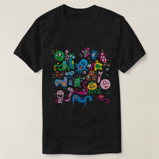 Buntes abstraktes Monster T-Shirt (Design vorne)