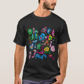 Buntes abstraktes Monster T-Shirt (Vorderseite)