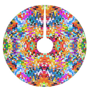 Buntes abstraktes Notebook mit süßen Quadraten Lap Polyester Weihnachtsbaumdecke