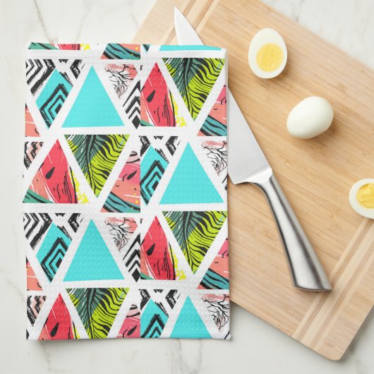 Buntes abstraktes tropisches Muster Geschirrtuch (Viertel Falte)