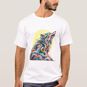 Buntes abstraktes Wolf - Modernes Kunst T-Shirt