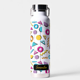 Buntes Achtziger 80er Retro Geometrisches Muster Trinkflasche