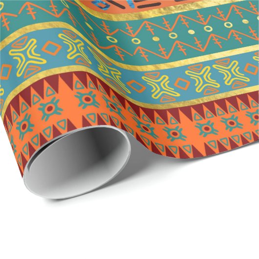 Buntes afrikanisches ethnisches Stammes- Muster Geschenkpapier (Rolleneckpunkt)