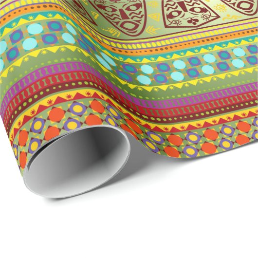 Buntes afrikanisches Masken-Streifen Kente Muster Geschenkpapier (Rolleneckpunkt)