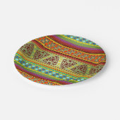 Buntes afrikanisches Masken-Streifen Kente Muster Pappteller (Schrägansicht)