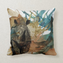 Buntes afrikanisches Tierkissen, aufladenNashorn