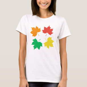 Buntes Ahornblätter-Muster T-Shirt
