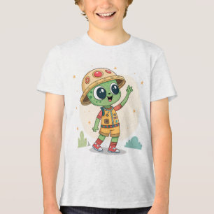 Buntes Alien-Explorer-Cartoon-T-Shirt-Design Tri-Blend Shirt