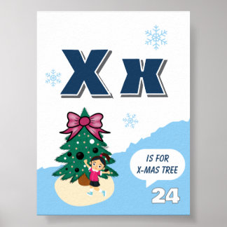 Buntes Alphabet-Lernposter Buchstabe X Poster