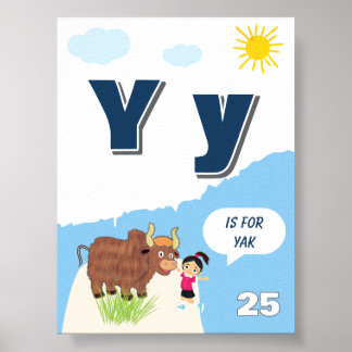 Buntes Alphabet-Lernposter Buchstabe Y Poster