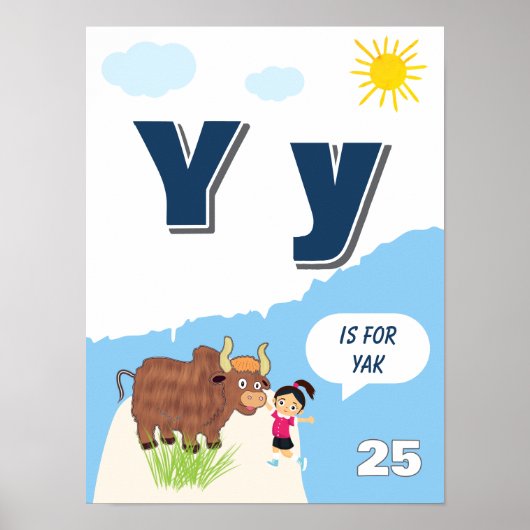 Buntes Alphabet-Lernposter Buchstabe Y Poster (Vorne)