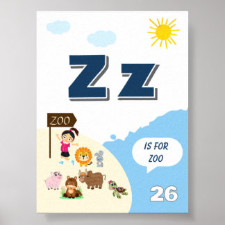 Buntes Alphabet-Lernposter Buchstabe Z Poster