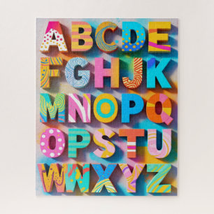 Buntes Alphabet-Puzzle mit fehlenden Buchstaben Puzzle
