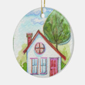 Buntes Aquarell-Haus Keramikornament (Links)