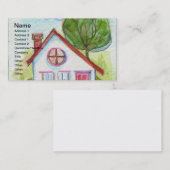 Buntes Aquarell-Haus Visitenkarte (Vorne/Hinten)