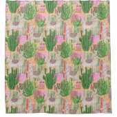 Buntes Aquarell-Lama-Muster Duschvorhang (Vorderseite)