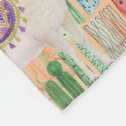 Buntes Aquarell-Lama-Muster Fleecedecke (Ecke)