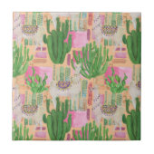 Buntes Aquarell-Lama-Muster Fliese (Vorderseite)