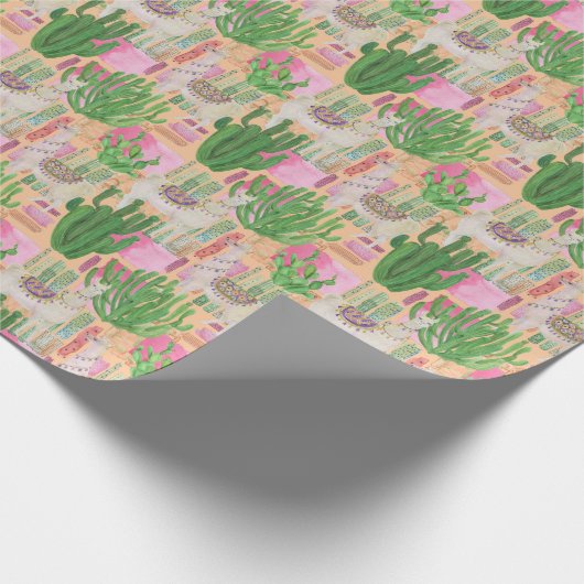 Buntes Aquarell-Lama-Muster Geschenkpapier (Ecke)