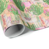 Buntes Aquarell-Lama-Muster Geschenkpapier (Rolleneckpunkt)