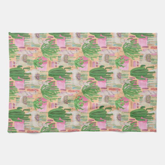 Buntes Aquarell-Lama-Muster Geschirrtuch (Horizontal)