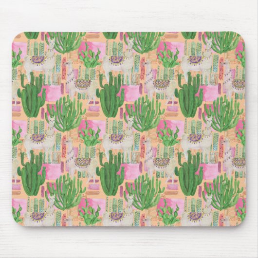 Buntes Aquarell-Lama-Muster Mousepad (Vorne)