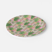 Buntes Aquarell-Lama-Muster Pappteller (Schrägansicht)