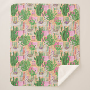 Buntes Aquarell-Lama-Muster Sherpadecke