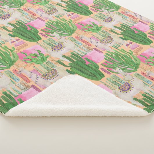 Buntes Aquarell-Lama-Muster Sherpadecke (3/4)