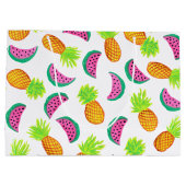 buntes Aquarellananas-Wassermelonemuster Große Geschenktüte (Rückseite)