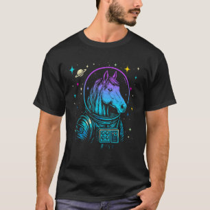 Buntes Astronauten Pferd Weltraum Galaxie Bauernho T-Shirt