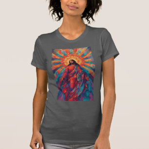 Buntes Auferstandenes Jesus Christliches Damen-T-S T-Shirt