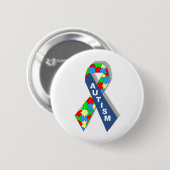 Buntes Autismus-Bewusstseins-Band Button (Vorne & Hinten)