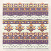 Buntes aztekisches Muster Glasuntersetzer (Vorderseite)