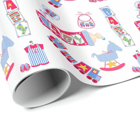 Buntes Baby-Duschen-Packpapier Geschenkpapier (Rolleneckpunkt)