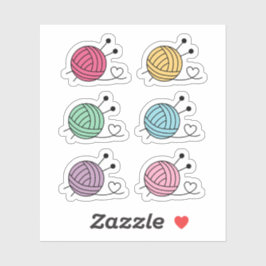 Buntes Ball aus Spinngarn, Set von 6 Jahren Aufkleber