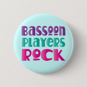 Buntes Bassoon-Spieler-Rockmusik-Geschenk Button