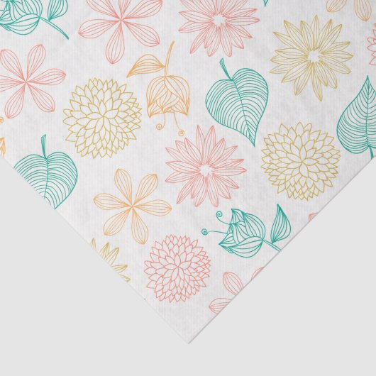 Buntes belaubtes Muster mit Blumenseidenpapier Seidenpapier (Ausschnitt)