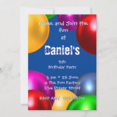 Buntes Birthday Balloon Party Einladung (Vorderseite)