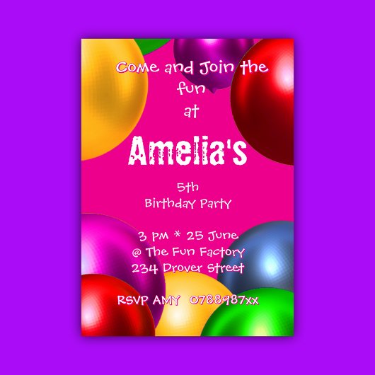 Buntes Birthday Balloon Party Einladung