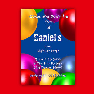Buntes Birthday Balloon Party Einladung