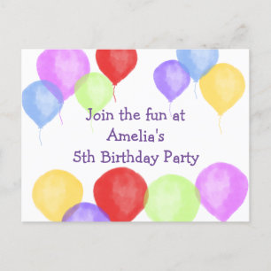 Buntes Birthday Balloon Party Postkarte
