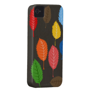 buntes Blätter auf Woodgrain iPhone 4 Hülle