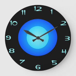 Buntes Blau/Aqua/schwarze >Round Wanduhr