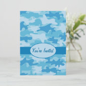 Buntes blaues Camouflage-Tarnungs-Party-Ereignis Einladung (Stehend Vorderseite)