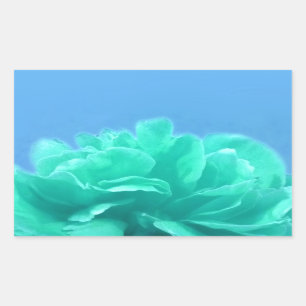 Buntes blaues Grün mit Blumen Rechteckiger Aufkleber