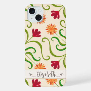 Buntes Blumen-Damaskus-Sonnenblumen-Muster Süß Vol iPhone 15 Plus Hülle