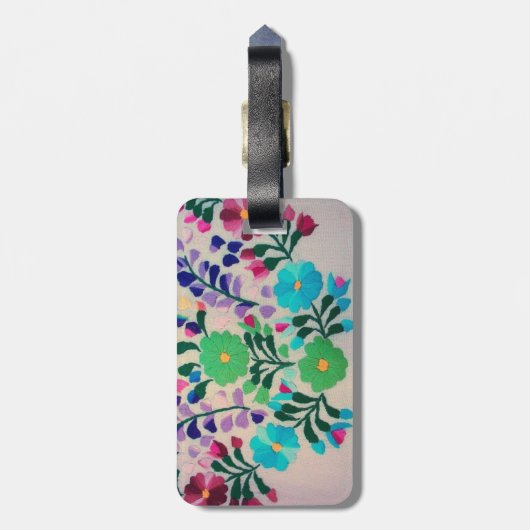 Buntes Blumen-Muster Gepäckanhänger (Rückseite vertikal)